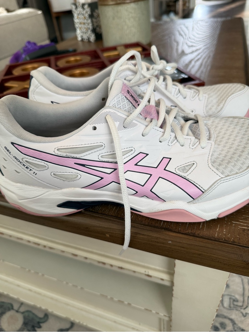 ASICS White Athletic Sneakers with Pink Accents